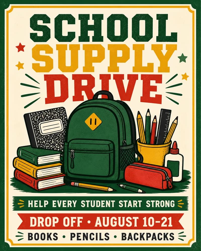 School supply drive flyer